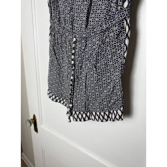 Angie Strapless Romper Women's Medium Blue White Boho Chic Pull On Strechy Knit - Picture 4 of 6